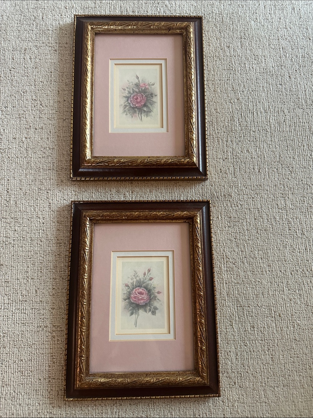 Vintage Figi Graphics Framed Pink Floral Art Print Set - Classic Wall Decor